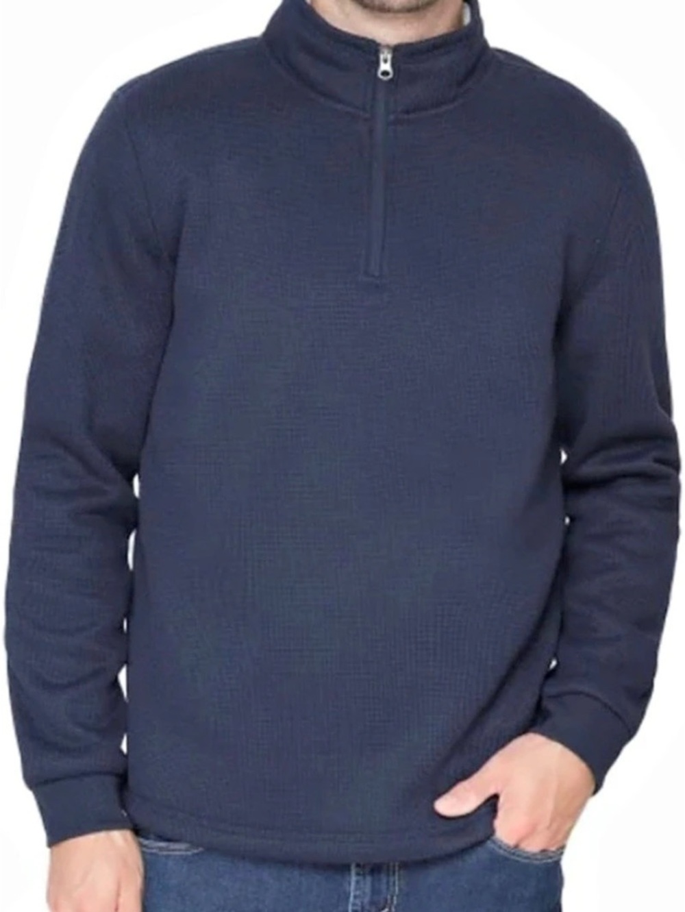 The B.C. Clothing Co. Heritage Waffle Knit 1/4 Zip Mock Neck Size Large